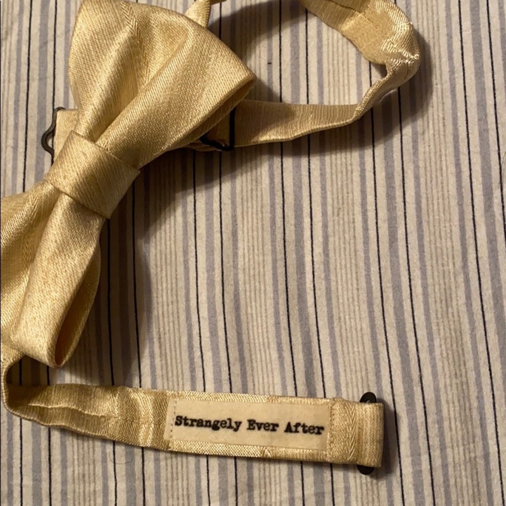 Men’s Light Gold Bow Tie - Picture 2 of 2